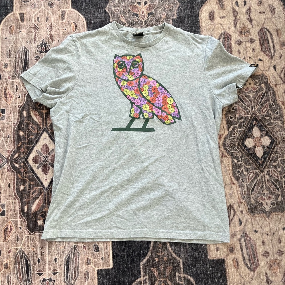 OVO Gray Tee with Colorful Owl Design